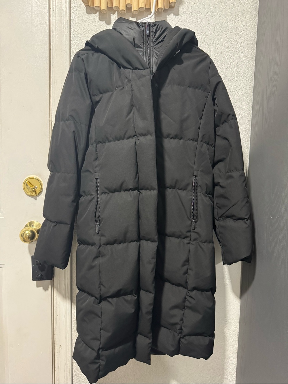 Women's Down Black Puffer Coat with Hood